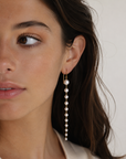 Graduated Pearl Long Hook Earrings