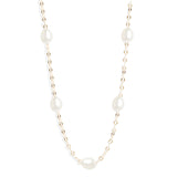 Oval Shimmer Spaced Pearl Necklace