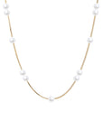 Spaced Pearl Box Chain Necklace