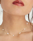 Spaced Pearl Box Chain Necklace