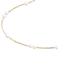 Spaced Pearl Box Chain Necklace