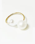 Double Pearl Open Spiral Ring