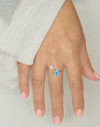 Open Twist Gem Heart Pearl Ring