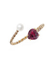 Open Twist Gem Heart Pearl Ring