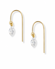 Lab Grown Floating Marquise Diamond Hook Earrings