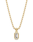 Emerald Cut Lab Diamond Ball Chain Necklace