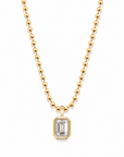 Emerald Cut Lab Diamond Ball Chain Necklace