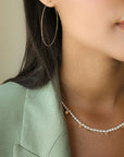 18K Large Skinny Beaded Hoop Earrings