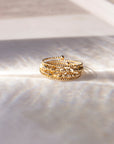 18K Spiral Mixed Bead Flex Ring