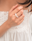 18K Infinite Pearl Bypass Wrap Ring