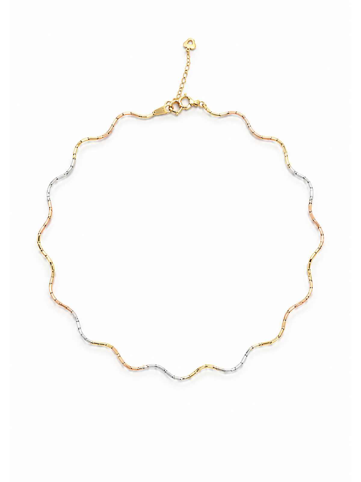 18K Tricolor Shimmer Wave Necklace