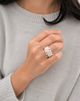 18K Infinite Pearl Spiral Ring