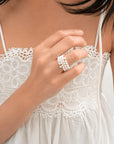 18K Infinite Pearl Spiral Ring