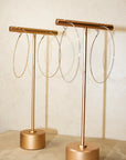18K Large Skinny Beaded Hoop Earrings