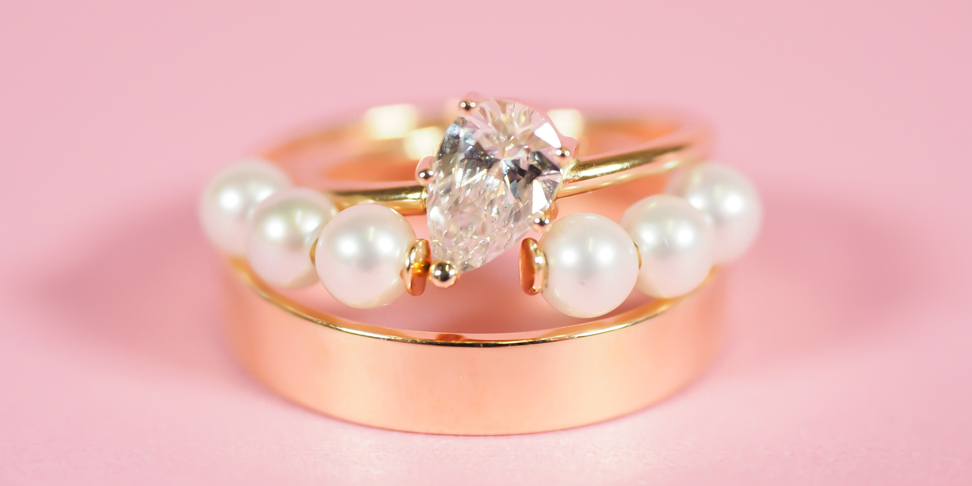 Slanted Pear Diamond Solitaire Ring