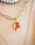 Large Citrine Diamond Pendant