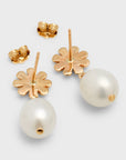 Gold Daisy Pearl Earrings