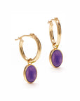 Gold Hoop Removable Oval Cabochon Gems
