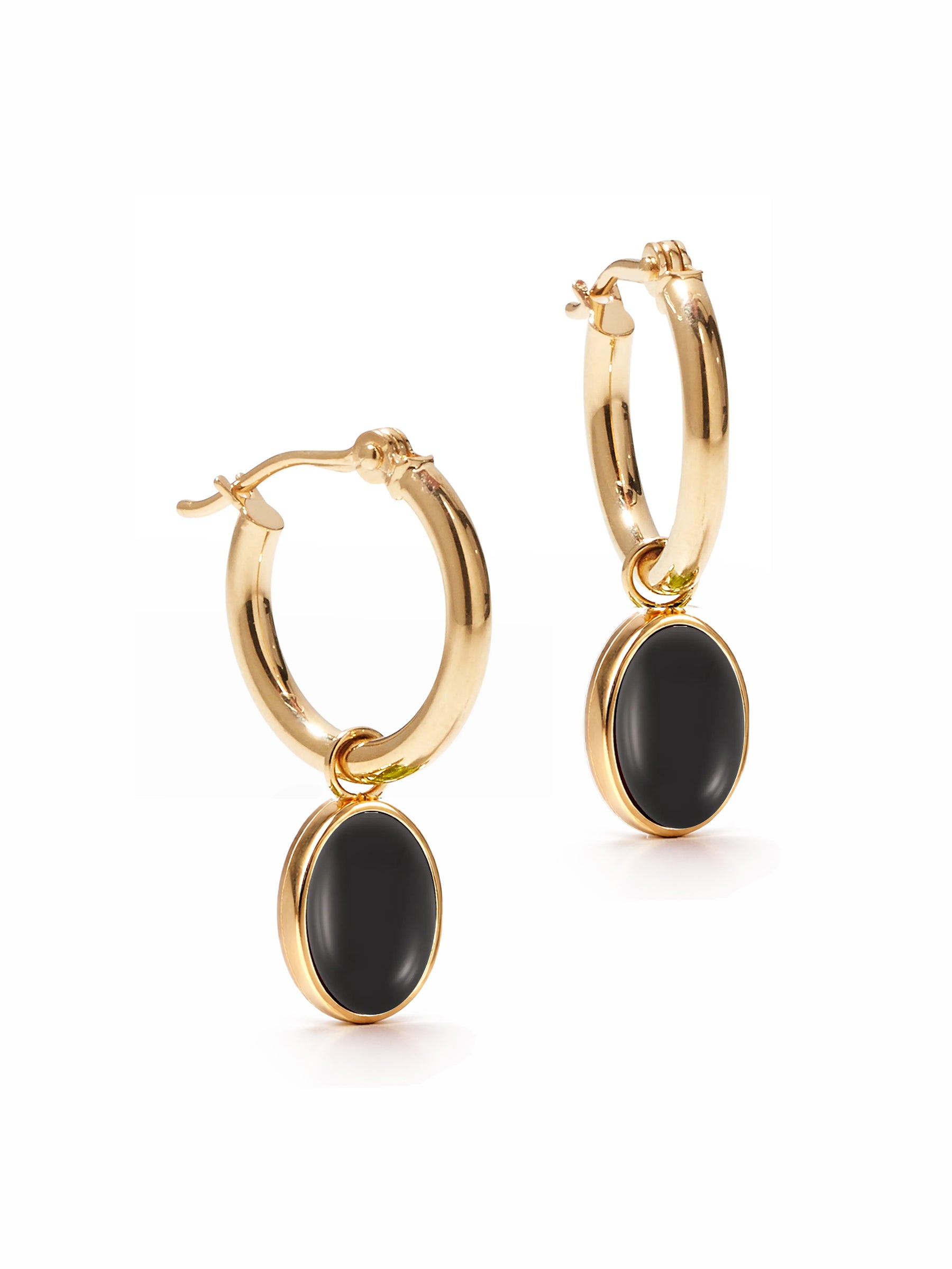 Gold Hoop Removable Oval Cabochon Gems