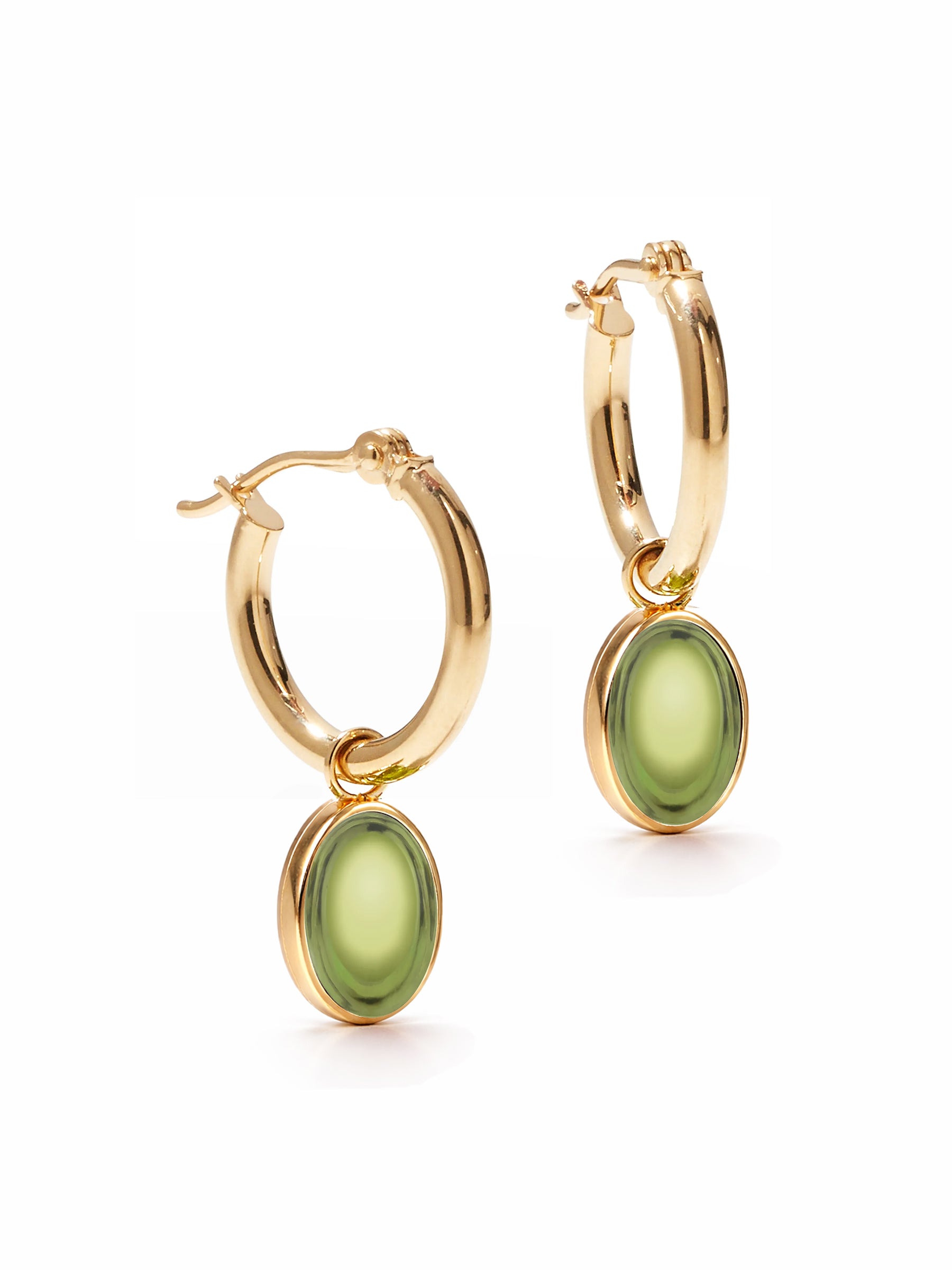 Gold Hoop Removable Oval Cabochon Gems