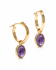 Gold Hoop Removable Oval Cabochon Gems