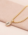 Emerald Cut Lab Diamond Ball Chain Necklace