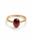 Oval Gemstone Duo Band Ring