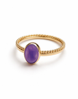 Oval Gemstone Duo Band Ring