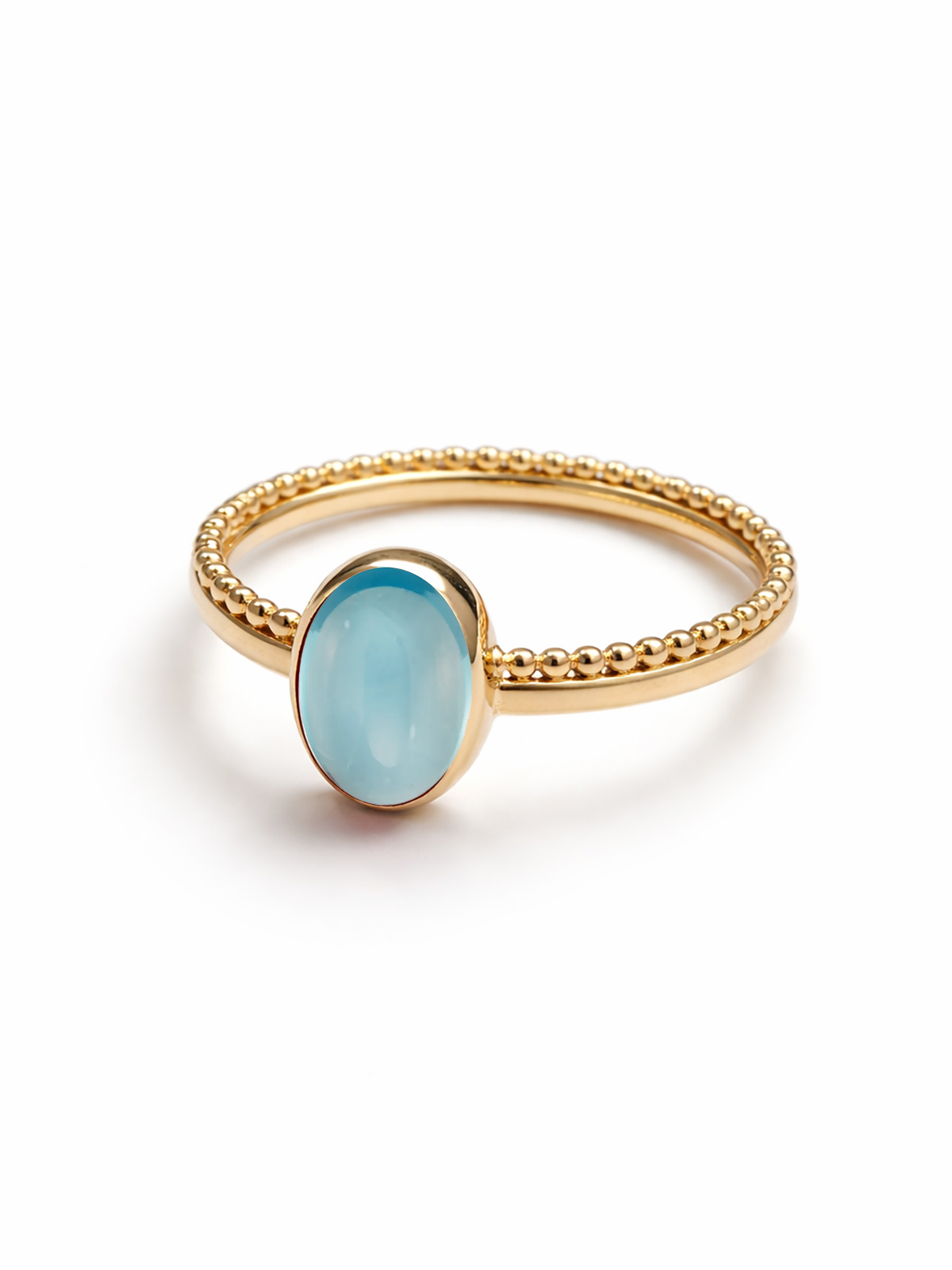 Oval Gemstone Duo Band Ring