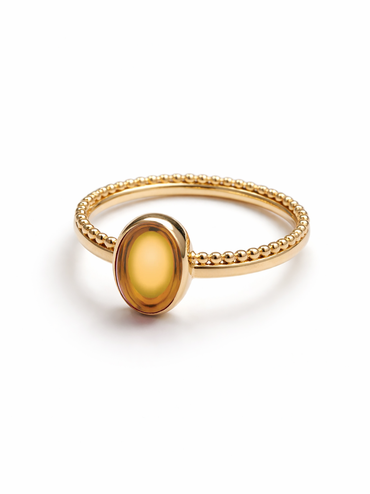 Oval Gemstone Duo Band Ring