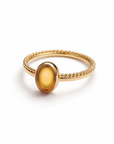 Oval Gemstone Duo Band Ring