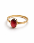 Oval Gemstone Duo Band Ring