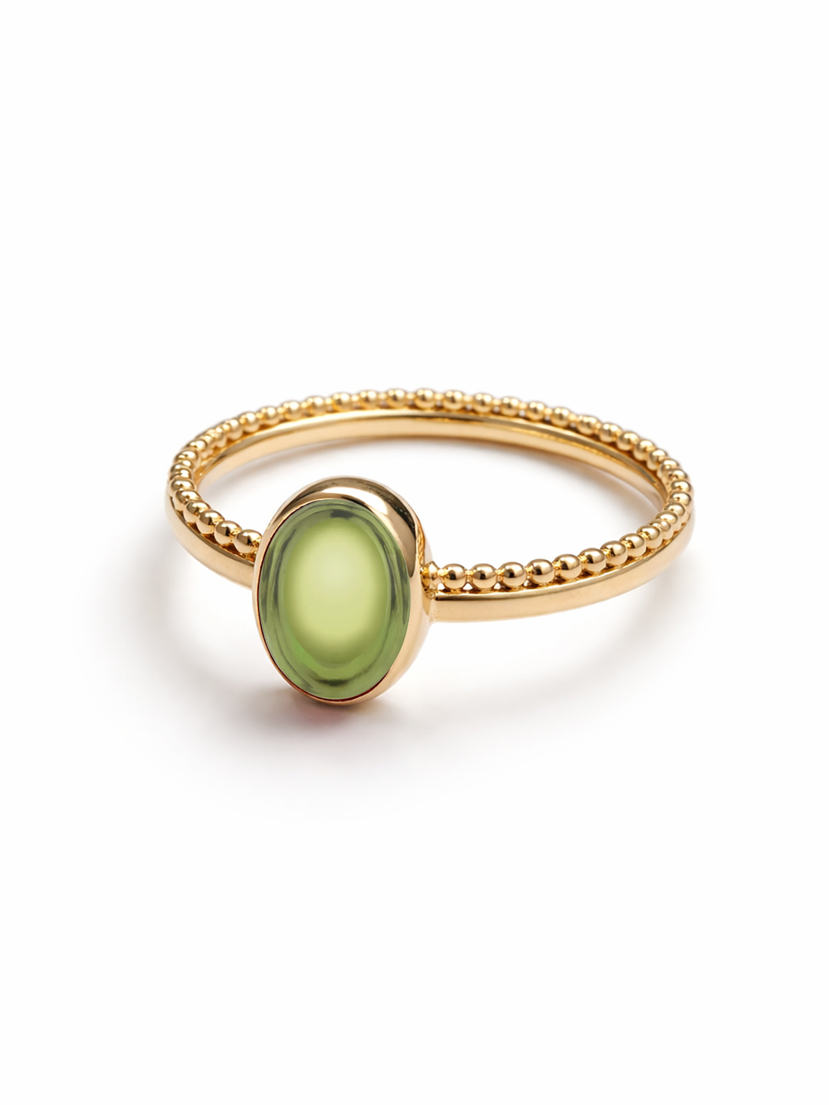 Oval Gemstone Duo Band Ring
