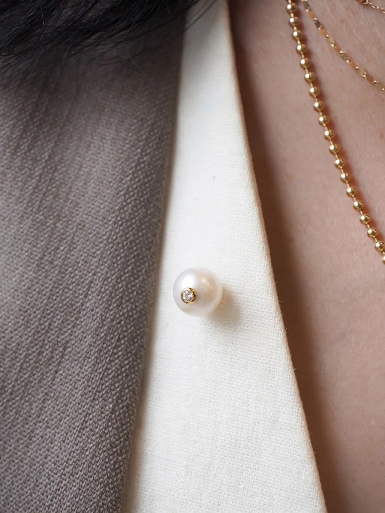 Large Pearl Diamond Pin