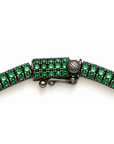 Natural Tsavorite Tube Tennis Bracelet (Blackened Gold)