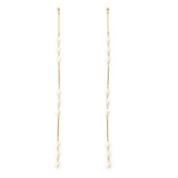 3 Linear Bar Gem Earrings - Keshi Pearl