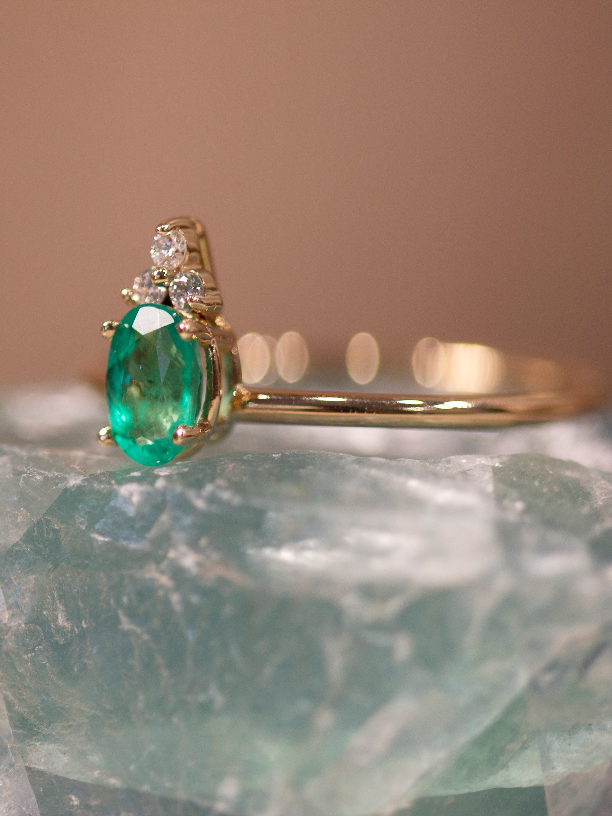 Gemstone Diamond Trio Ring