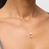 Double Pearl Diamond Necklace