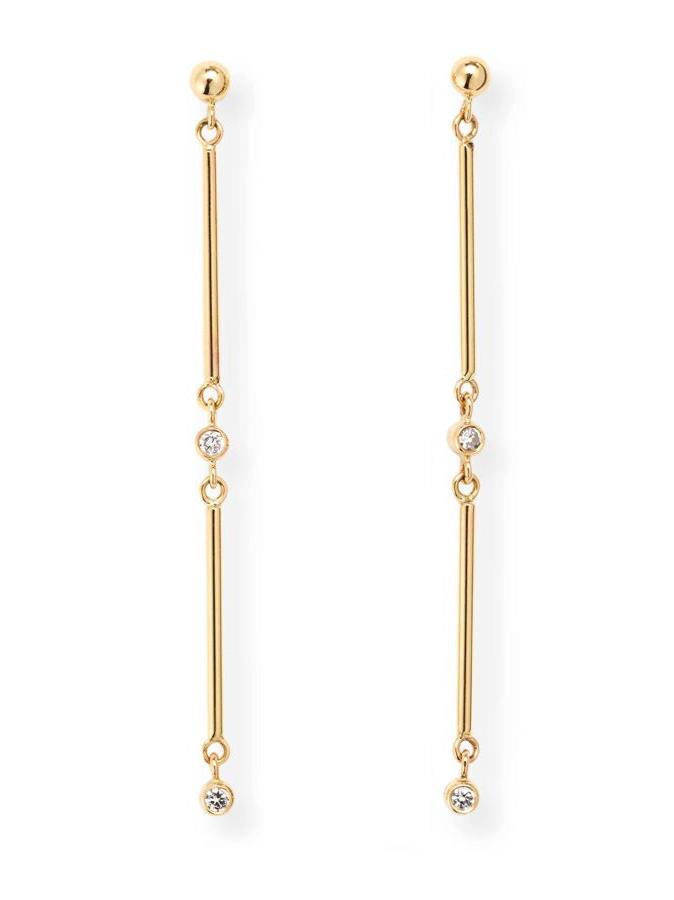 2 Linear Bar Diamond Earrings