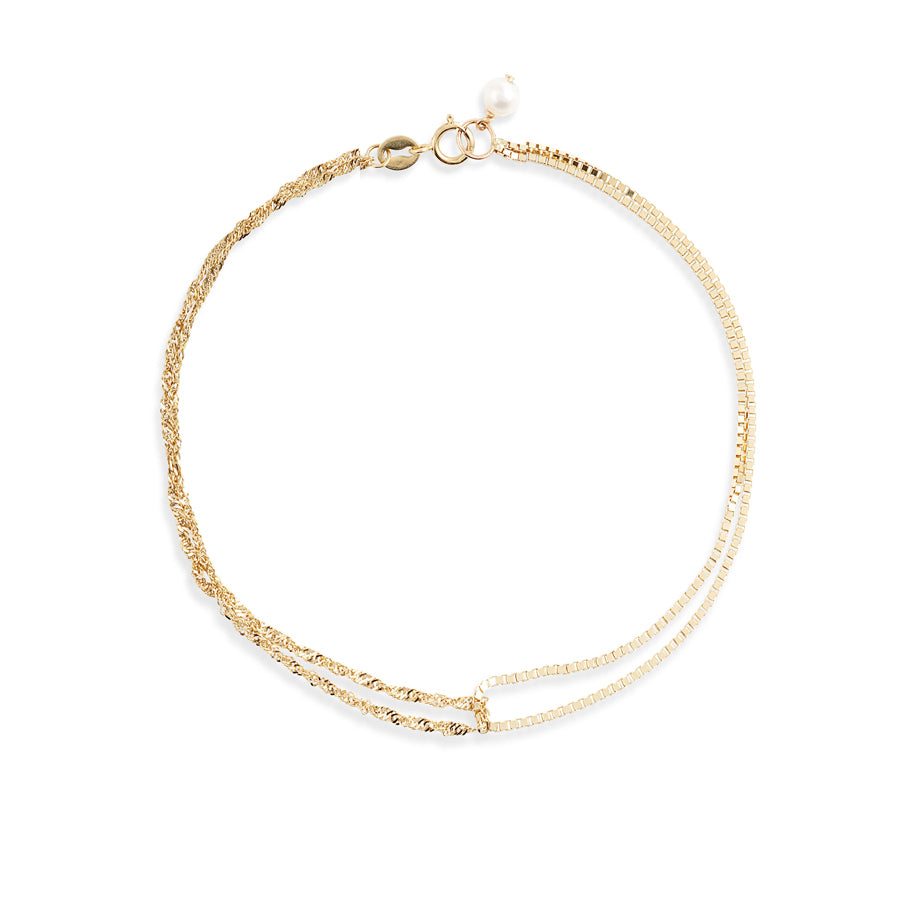 14k Solid Gold Box Chain Bracelet 3mm | Florence Collection | MANSSION