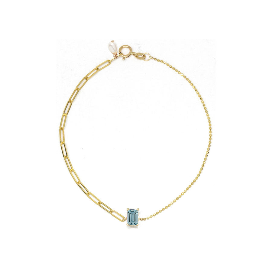 Contrast Chain Aquamarine Bracelet
