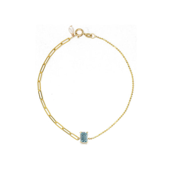 Contrast Chain Aquamarine Bracelet