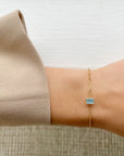 Contrast Chain Aquamarine Bracelet