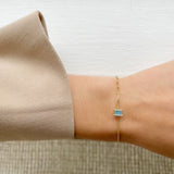 Contrast Chain Aquamarine Bracelet