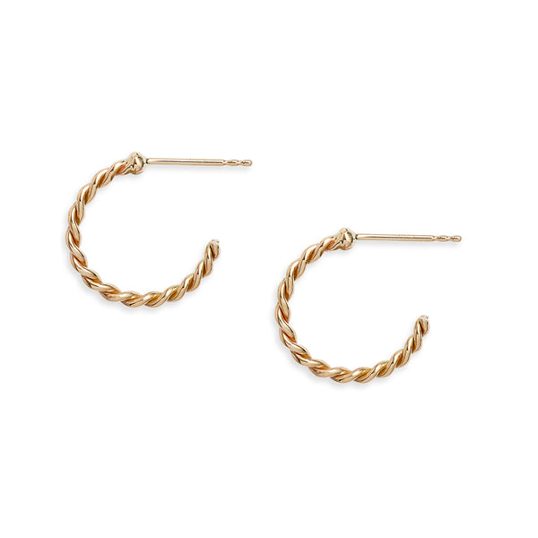 Small Twisted Gold Hoop Earrings