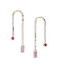 Ruby & Pink Sapphire Box Chain Earrings