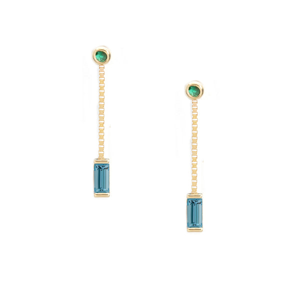Emerald Aquamarine Dangle Earrings