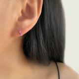 Pink Sapphire Bar Stud Earrings