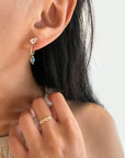 White Topaz Link Marquise Gem Earrings