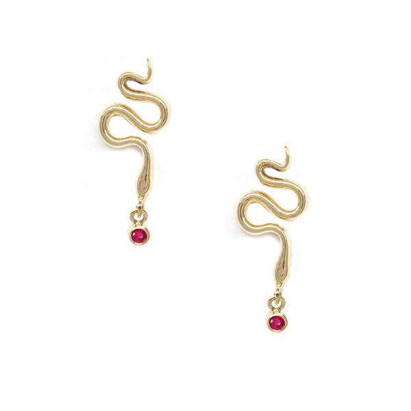 Serpent Ruby Drop Earrings